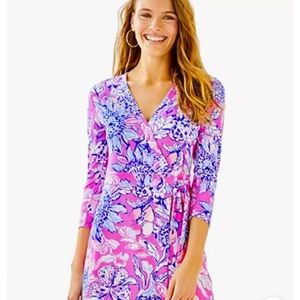LILLY PULITZER Karlie SUN DRENCHED Jersey Wrap Romper Size S EUC